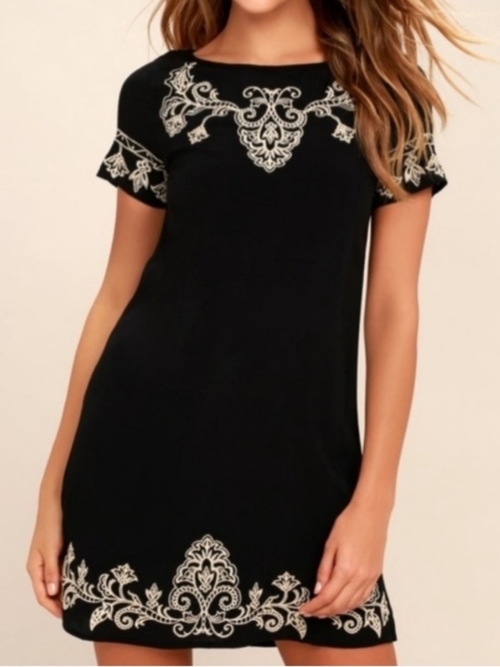 LULUS Tale to Tell Mini Dress, NWT, Floral, Embroidery, Sz S, Fully lined, LBD